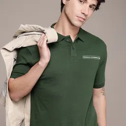 French Connection Typography Printed Polo Collar Pure Cotton T-shirt-picture-3