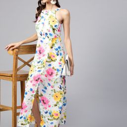 Zima Leto Women White & Yellow Floral Print Maxi Dress-image-34