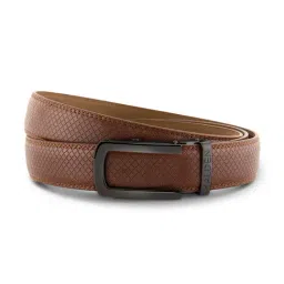 Halden Tan Theo Textured Formal Belt With Classic Black Glossy Buckle-image-64