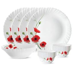 Larah by Borosil Carnation White Opalware 14 Pieces Dinner Set-image-31