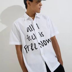 Nuon by Westside White Text Design Relaxed-Fit Shirt-image-52