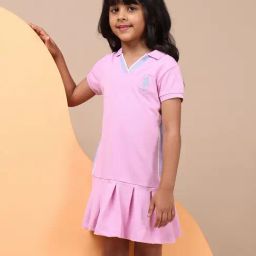 U.S. Polo Assn. Girls Light Pink Knife Pleat Cotton Dress-image-49