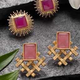 Zaveri Pearls Pink Alloy Earrings for Women-5
