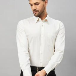 Louis Stitch Cream Cotton Regular Fit Striped Shirt-image-44