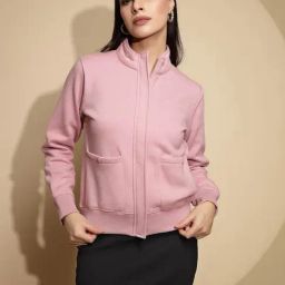 Global Republic Pink Acrylic Front-Open Sweatshirt-36