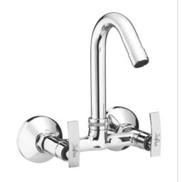 Jabra Sink Mixer Tap (M) Soft Series Brass Chrome Finish Wall Mount Silver-image-44