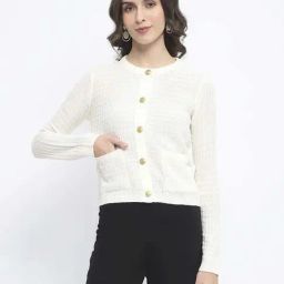 MADAME Off White TexturedSweater-image-19