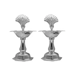 Sri Jagdamba Pearls 0.8 Silver Samay Diya - Set of 2-11