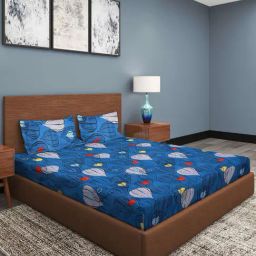 Romee Blue Cotton Ethnic Bed Sheets-image-13