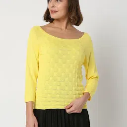 Vero Moda Yellow Self Design Pullover-image-53