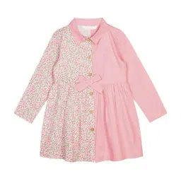 Budding Bees Kids Pink Cotton Printed Full Sleeves Dress-image-14