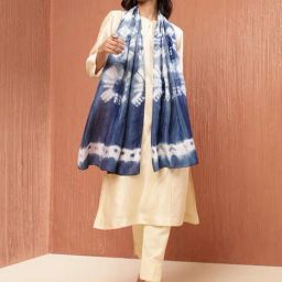 Fabindia Blue Tie-Dye Stole-image-38