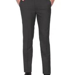 Arrow New York Charcoal Melange Cotton Regular Fit Trousers-image-38