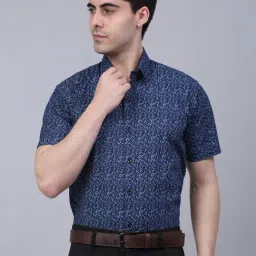 Jainish Navy Regular Fit Check Shirt-image-99