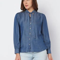 Vero Moda Blue Slim Fit Shirt-image-81