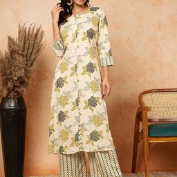 KIMAYRA Floral Printed Straight Kurta with Palazzos-image-80