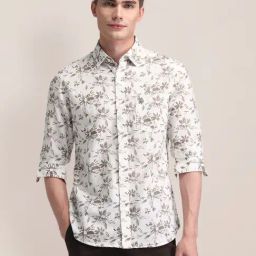 U.S. Polo Assn. Beige Cotton Slim Fit Floral Print Shirt-image-68