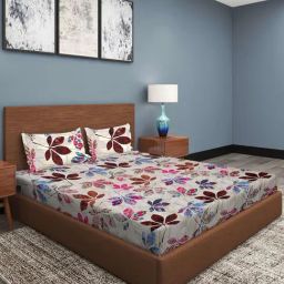 Romee Red Cotton Floral Bed Sheets-67