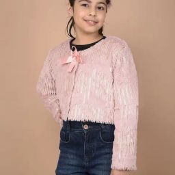 Crimsoune Club Girls Pink Embellished Full Sleeves Cardigan-image-17
