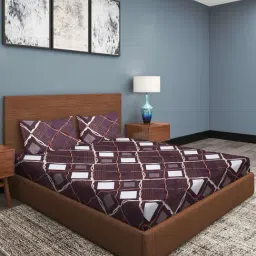 Romee Brown Cotton Geometric Bed Sheets-image-95