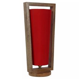 Tucasa SHS-112 Mango Wood Cotton B-22 Table Lamp 16 Inch (Brown and Red)-27