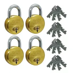 ALONE LOCKS 67 mm Alloy Steel ‎Gold Antique 4 Keys Door Double Locking Padlock (Pack of 4)-10