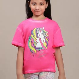 Kidsville Generic Pink Printed T-Shirt For Girls-image-12