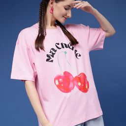 Popster Women Graphic Printed Round Neck Pure Cotton Oversized T-shirt-image-65