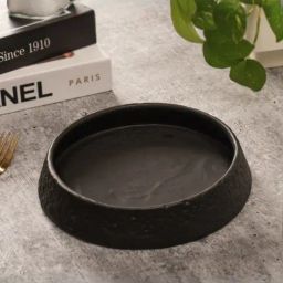 Smokey Cocktail Black Stoneware Geometric Handmade Stoneware Platter-image-31