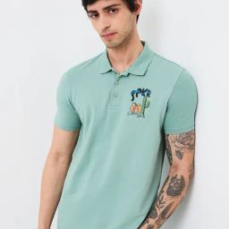 Spykar Men Green Slim Fit Solid Half Sleeve Casual T-Shirt-picture-48