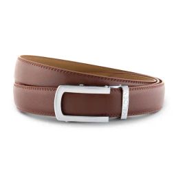 Halden Brown Vellano Formal Belt With Classic Silver Matt Buckle-image-2