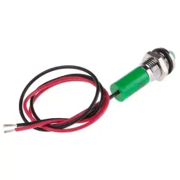 RS PRO Green Panel Mount Indicator 220V AC, Mounting Hole Size 8 mm, Termination Type Lead Wires, IP Rating IP67, Model No 7239621 image 3