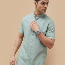 Code By Lifestyle Grey Regular Fit Texture Shirt-image-54