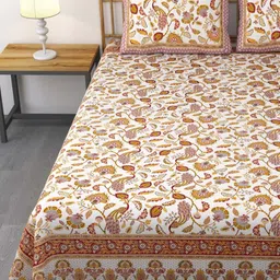 Myntra Elegant Homes Yellow Printed Cotton 210 TC King Bedsheet Set -2.54 m X 2.7432 m-image-27