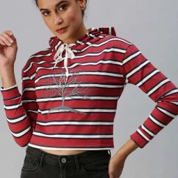 SHOWOFF Red Striped Cotton Sweatshirt-image-40