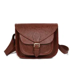 Celtic Brown Floral Print Leather Cross Body Bag-picture-42
