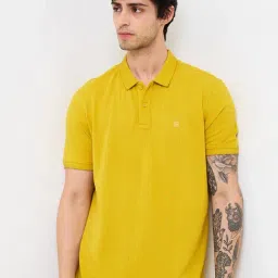 Spykar Men Yellow Slim Fit Solid Half Sleeve Casual T-Shirt-picture-36
