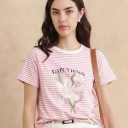 RAREISM Pink Cotton Blend Printed Short Sleeves T-Shirt-image-37