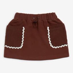 HOP Kids by Westside Dark Brown Solid High-Rise Cotton Skirt-image-56