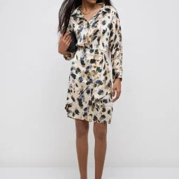 Wardrobe by Westside Off-White Animal Print Shirt Dress-image-81