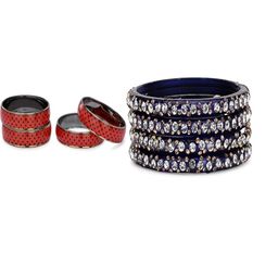 1ST TIME Set Of 8 Red Alloy Artificial Stones & Beads Antique Bangles-picture-9