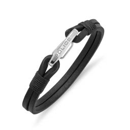 Police Wishbone Black Leather Link Bracelet-48