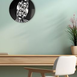 THE QUIRKY HOME Black & White Visual Illusion Printed Ceramic Wall Plate-14