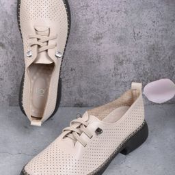 Jove Women Perforations PU Loafers-image-81