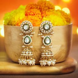 Zaveri Pearls Green Alloy Earrings for Women-image-93