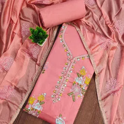 LeeliPeeri Designer Embroidered Unstitched Dress Material-image-65