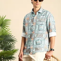 Mast & Harbour Ethnic Printed Drop-Shoulder Sleeves Relaxed Fit Casual Shirt-picture-46