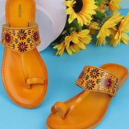 Mochi Women's Yellow Toe Ring Sandals-image-33