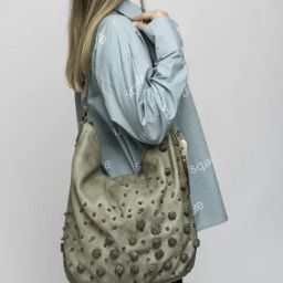 Art N Vintage Garofano Green Leather Textured Medium Hobo Handbag-41