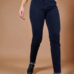 DOLCE CRUDO Dark Blue Mid Rise Stretchable Jeans-image-37